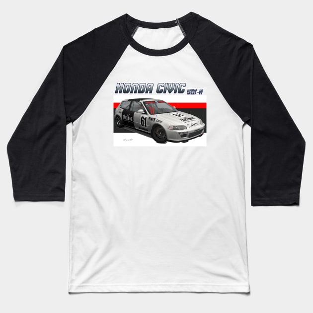 Civic SiR-II Baseball T-Shirt by PjesusArt